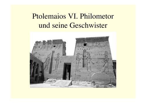 Vorlesung Geschichte Ägyptens in griechisch-römischer Zeit I