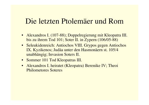 Vorlesung Geschichte Ägyptens in griechisch-römischer Zeit I