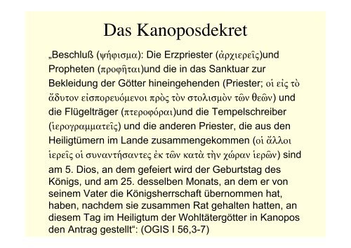 Vorlesung Geschichte Ägyptens in griechisch-römischer Zeit I