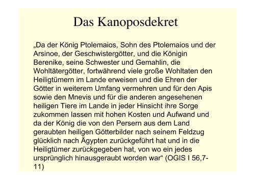 Vorlesung Geschichte Ägyptens in griechisch-römischer Zeit I