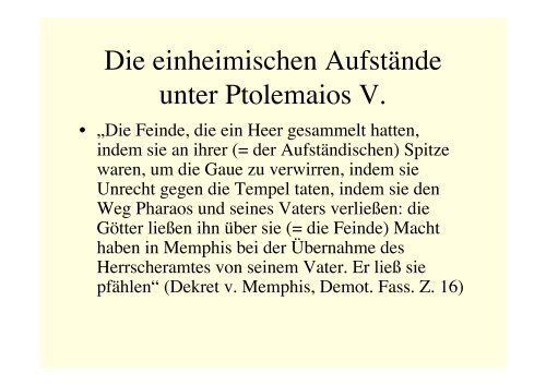 Vorlesung Geschichte Ägyptens in griechisch-römischer Zeit I