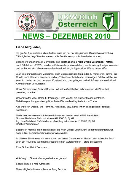 DKW News 2010 Dezember - DKW Club Österreich