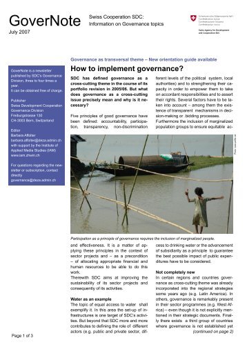 How to implement governance? - Deza - admin.ch
