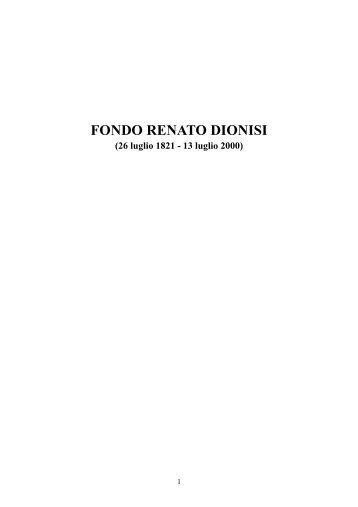 fondo renato dionisi - Biblioteca civica di Rovereto