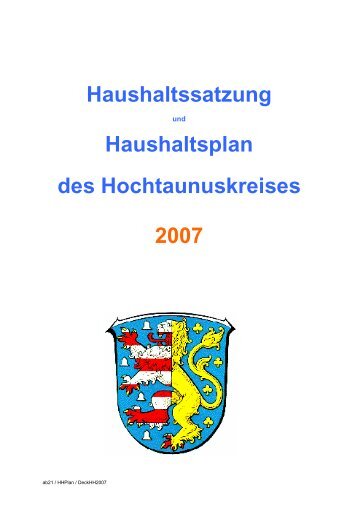 HAUSHALTSSATZUNG des Hochtaunuskreises - Pirate Leaks