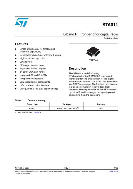 L-band RF front-end for digital radio - STMicroelectronics