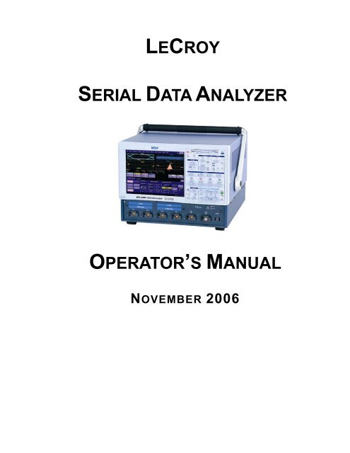 lecroy serial data analyzer operator's manual - TRS-RenTelco