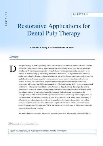 Chapter 3: Restorative Applications for Dental Pulp Therapy - Oulu