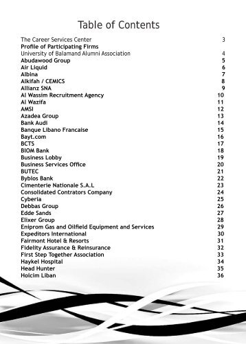 Table of Contents - University Of Balamand