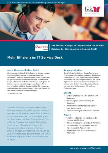 Mehr Effizienz im IT Service Desk - IDS Scheer AG