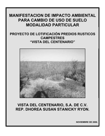 proyecto de lotificacion predios rusticos campestres - sinat - Semarnat