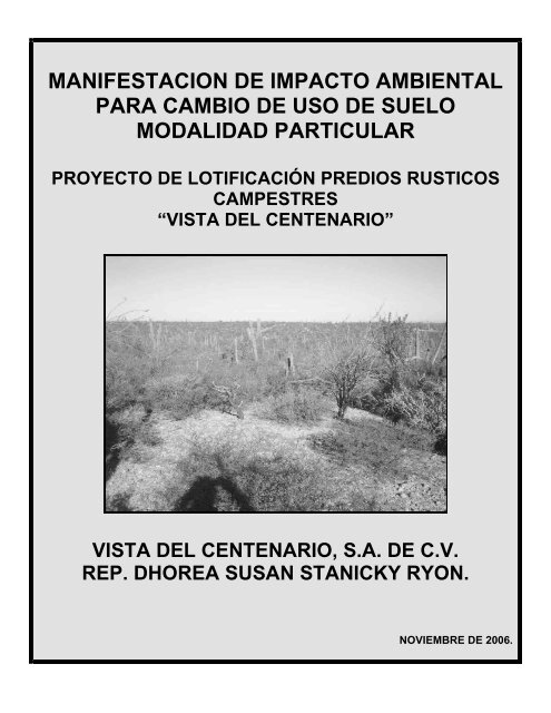 proyecto de lotificacion predios rusticos campestres - sinat - Semarnat