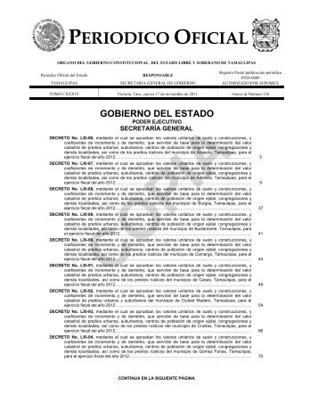 Valores Catastrales 2012 - bienvenido - periodico oficial del estado ...