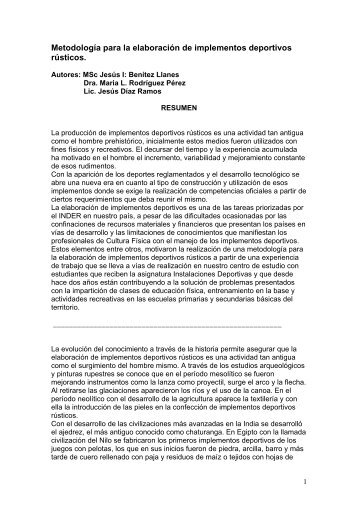 Metodología para la elaboración de implementos deportivos rústicos