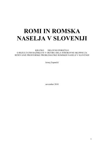 Romi in romska naselja v Sloveniji - Ministrstvo za okolje in prostor