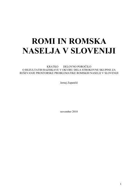 Romi in romska naselja v Sloveniji - Ministrstvo za okolje in prostor