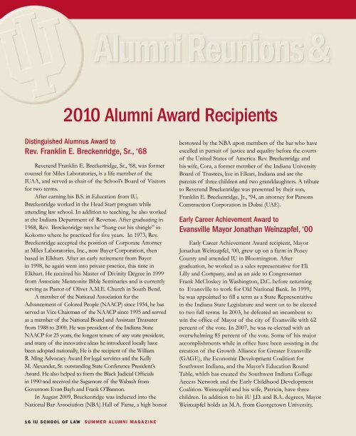 Alumni Magazine & Dean's Report - I.U. School of Law - Indiana ...