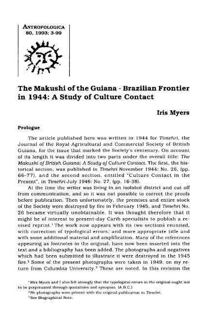 The Makushi of the Guiana - Brazilian Frontier - Fundación La Salle