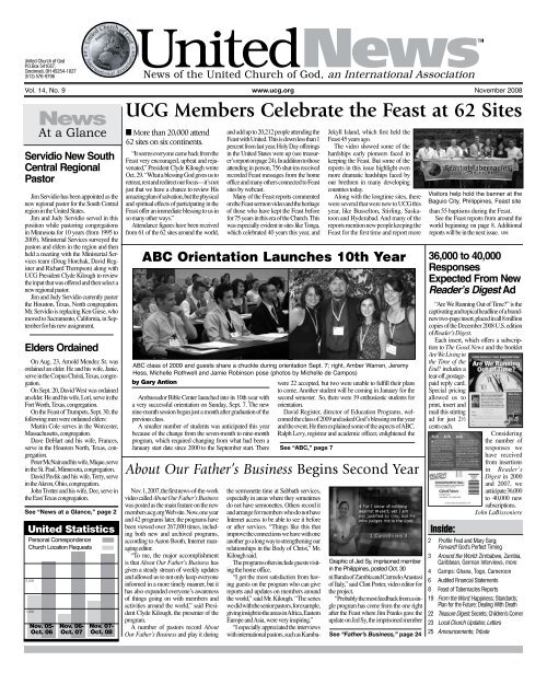 UCG Members Celebrate the Feast at 62 Sites - United Church of God