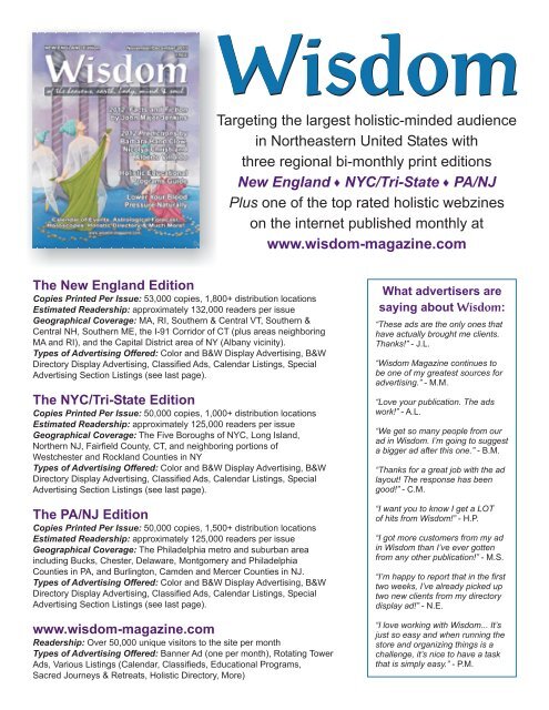 wisdomページ to download Complete Wisdom Media Kit - Wisdom Magazine