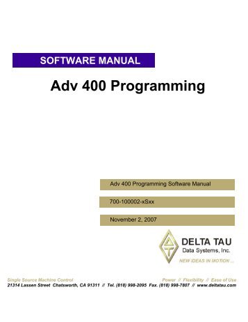 ^2 Adv 400 Programming - Delta Tau