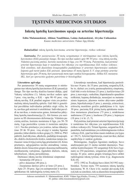 hipertenzijos santrauka