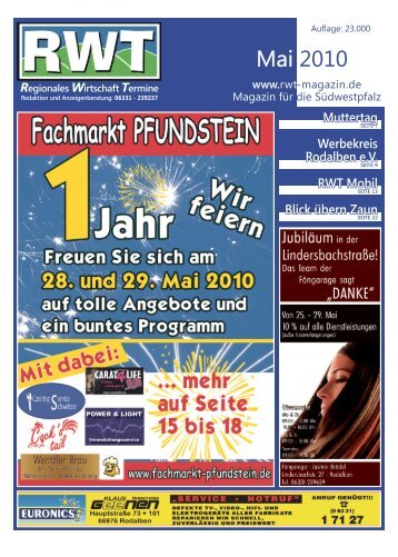Mai 2010 - RWT - Magazin für die Südwestpfalz