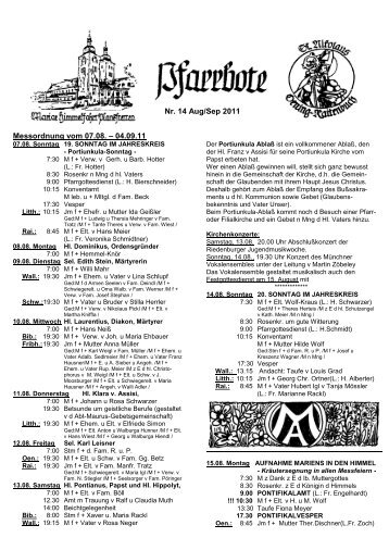 Messordnung vom 07.08. – 04.09.11 Nr. 14 Aug/Sep 2011 - Kloster ...