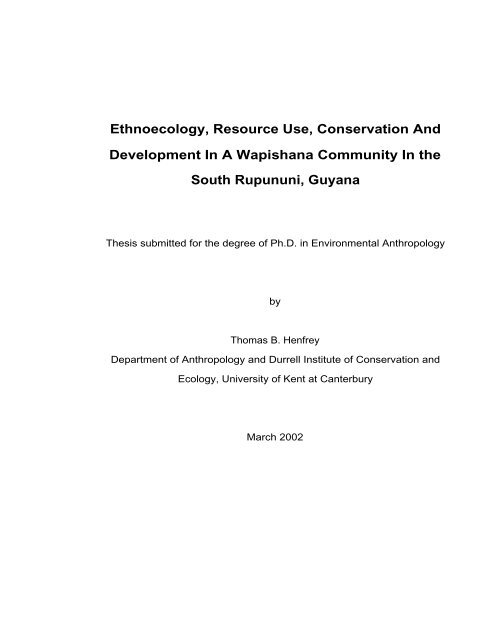 Ethnoecology, Resource Use, Conservation And Development In A ...