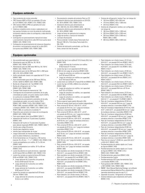 Características Técnicas Línea Romi C