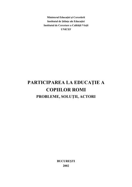 participarea la educaţie a copiilor romi probleme, soluţii, actori - ardor