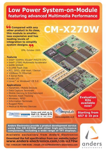 30°C Power On 12 to 36 watts - for fanless sealed system design ...