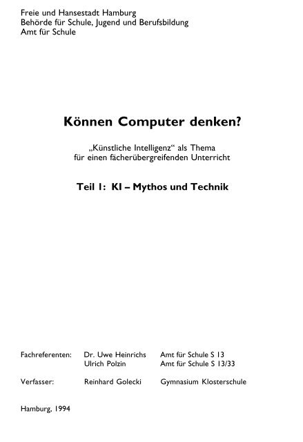 Können Computer denken? Teil 1 - Didaktik der Informatik