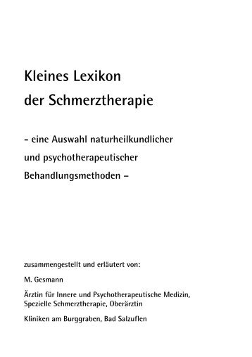 Kleines Lexikon der Schmerztherapie - Praxis Mechthild Gesmann