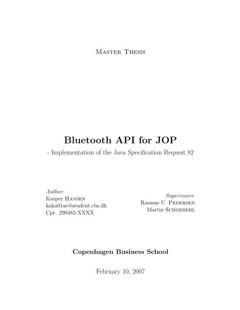 Master Thesis - the Bluetooth API for JOP project - SourceForge