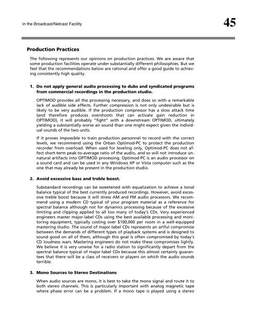 Maintaining Audio Quality in the Broadcast Facility 2011 - Orban