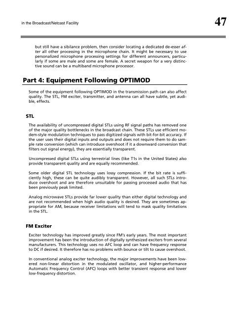 Maintaining Audio Quality in the Broadcast Facility 2011 - Orban