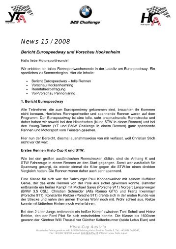 News 15 / 2008 - Historische Rundstrecken - Trophy