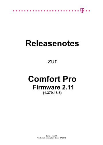 Comfort Pro Firmware 2.11 - Telekom