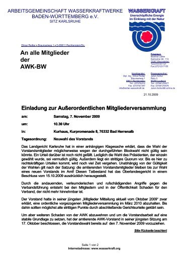 An alle Mitglieder der AWK-BW - Arbeitsgemeinschaften ...