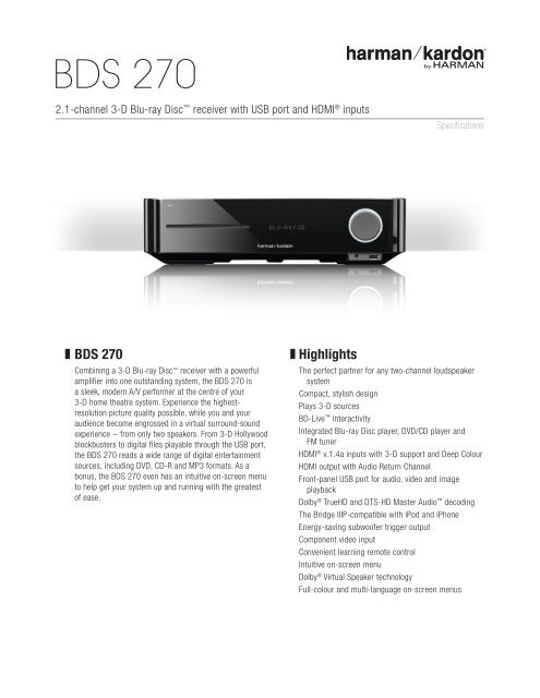 Specification Sheet BDS 270