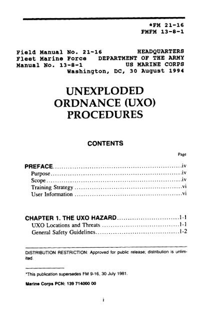 FM 21-16 UXO Procedures