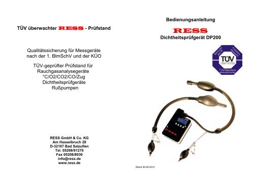 Dichtheitsprüfgerät DP200 - Gustav Ress Gmbh & Co. KG