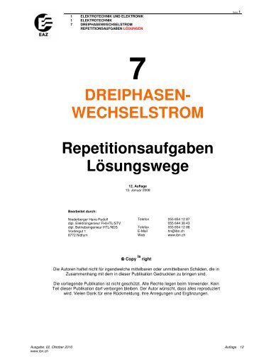 7 DREIPHASEN- WECHSELSTROM Repetitionsaufgaben - ibn.ch