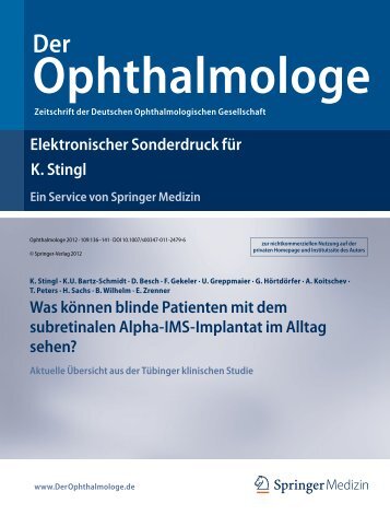 Elektronischer Sonderdruck für Was können blinde Patienten mit ...