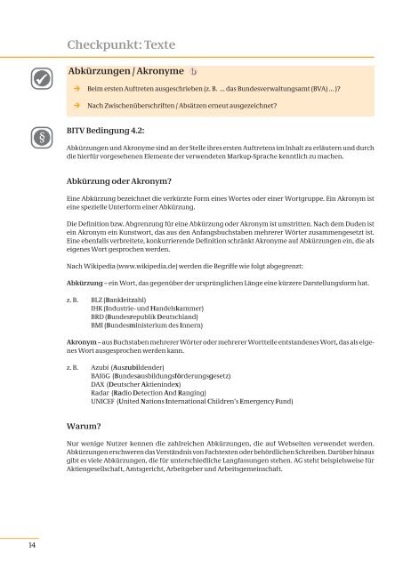 BITV-Checkliste für GSB-Redakteure - Bundesstelle für ...