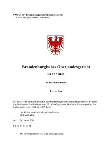 Brandenburgisches Oberlandesgericht Beschluss