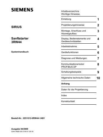 Systemhandbuch SIRIUS Sanftstarter 3RW44