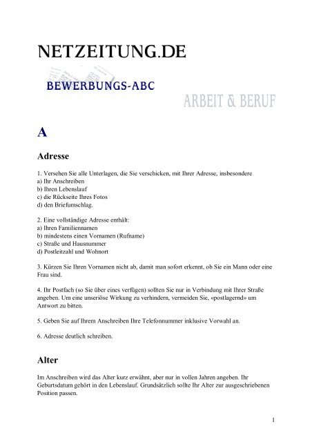 Bewerbungs-ABC - Beschreibung: Beschreibung: Beschreibung ...