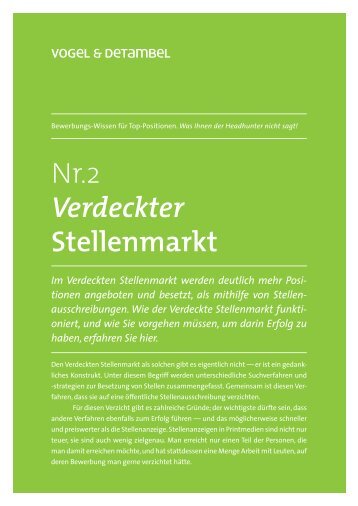 Nr.2 Verdeckter Stellenmarkt - Vogel und Detambel